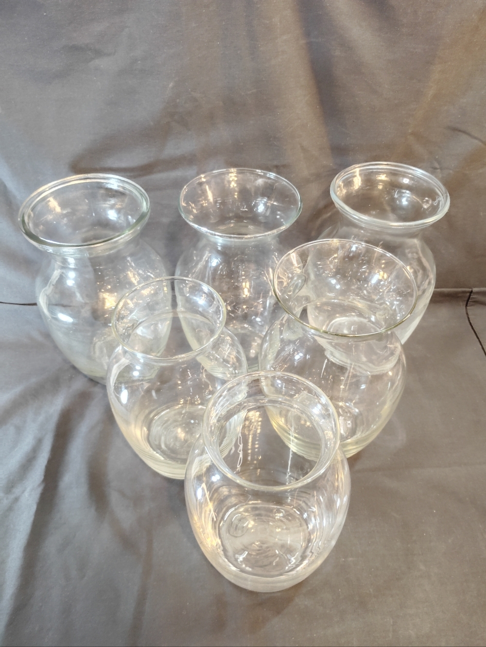 Clear Glass Decorative Vase - Set of 6(4Lg&2Sm)
